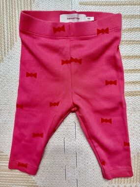 Tiny Cottons Pink Baby Leggings with Bow Print